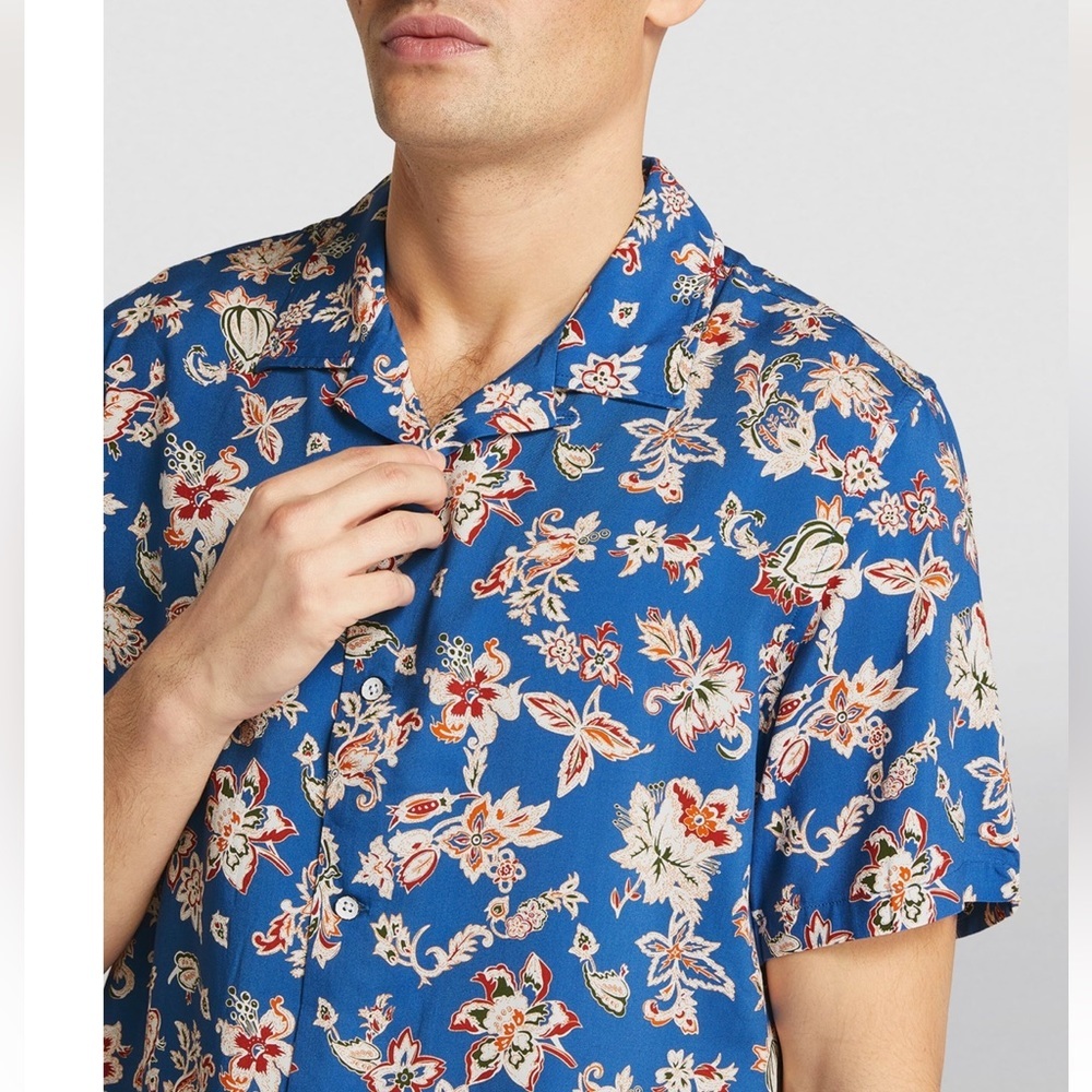 rag & bone Blue Floral Casual Button Down Shirt - Picture 2 of 11